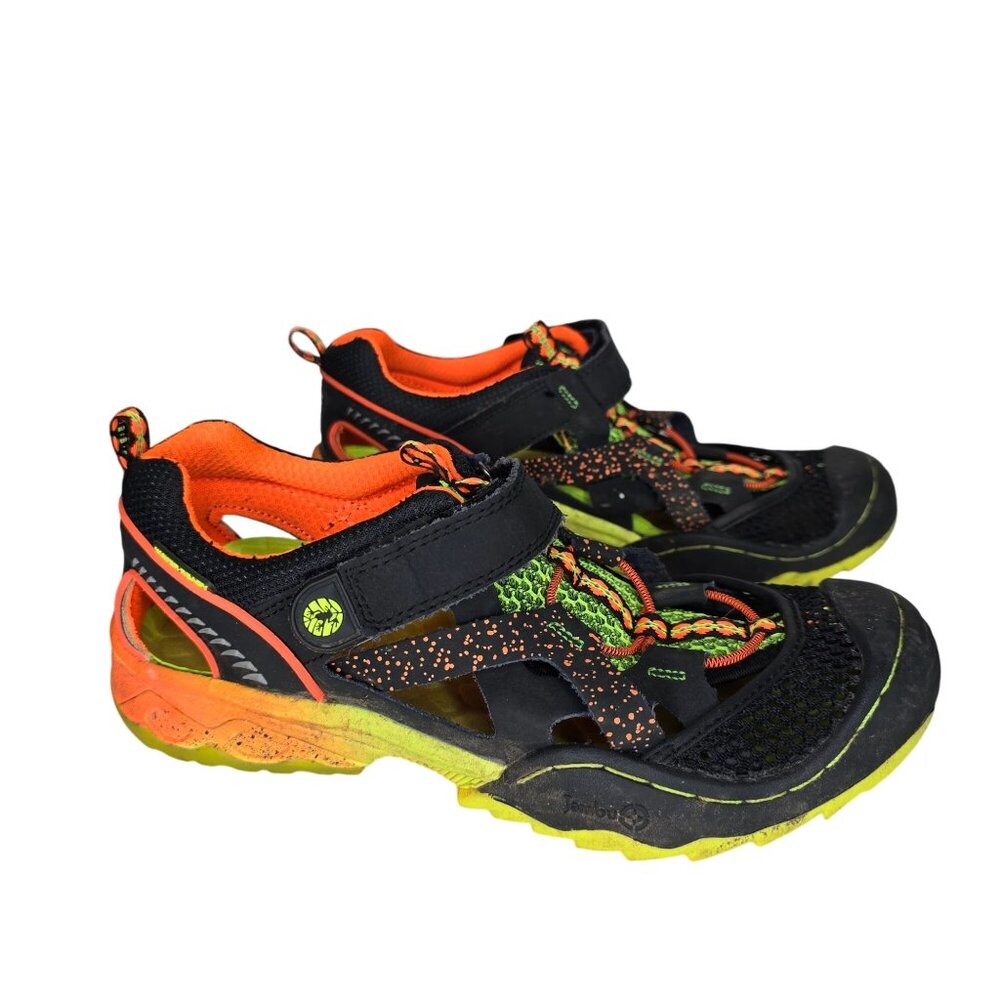 Jambu Boys Black & Neon Orange Athletic Sandals 5M - Durable Rubber Sole & Brea